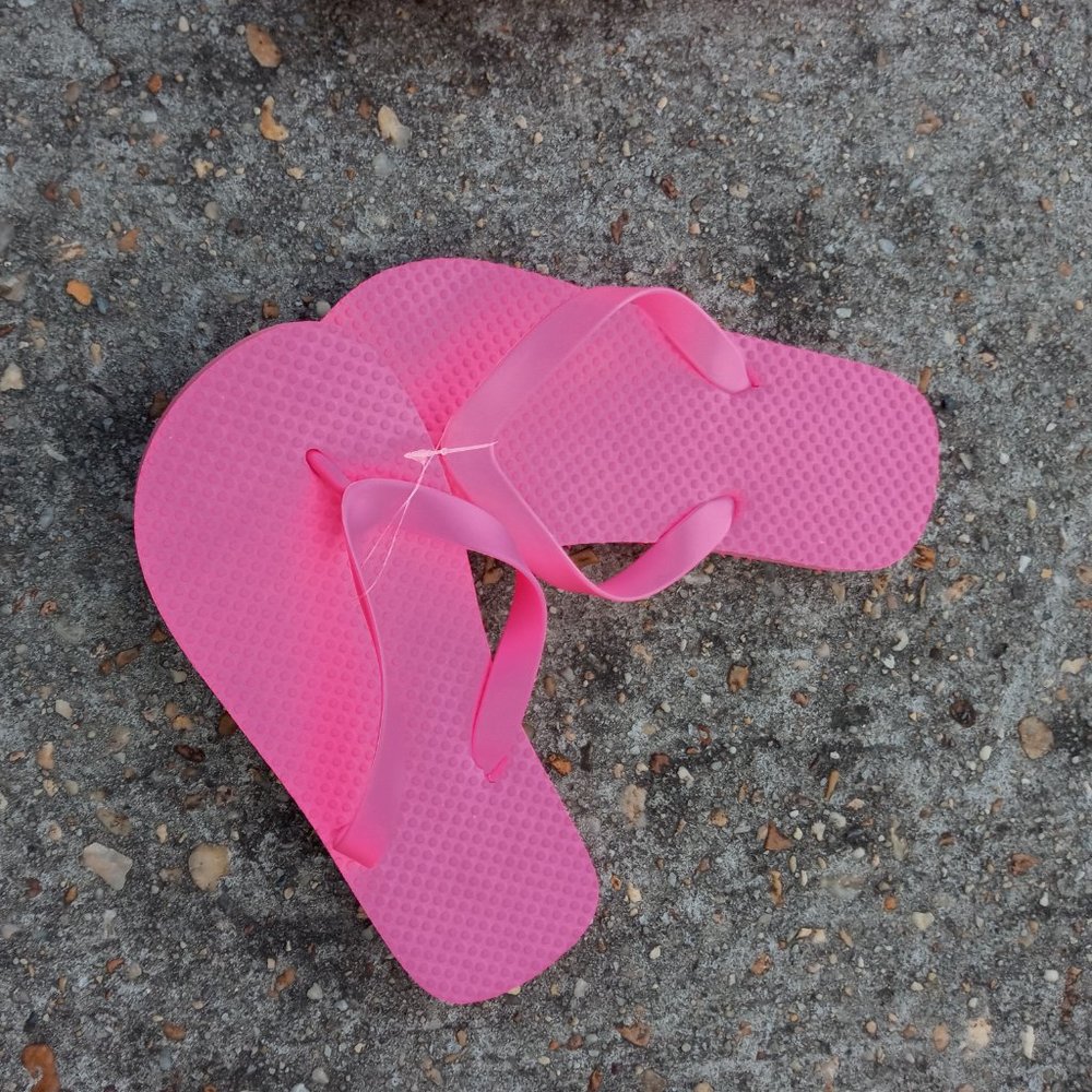 Memory Foam Beach Thong Pink Flip Flop Sandals- Slip On